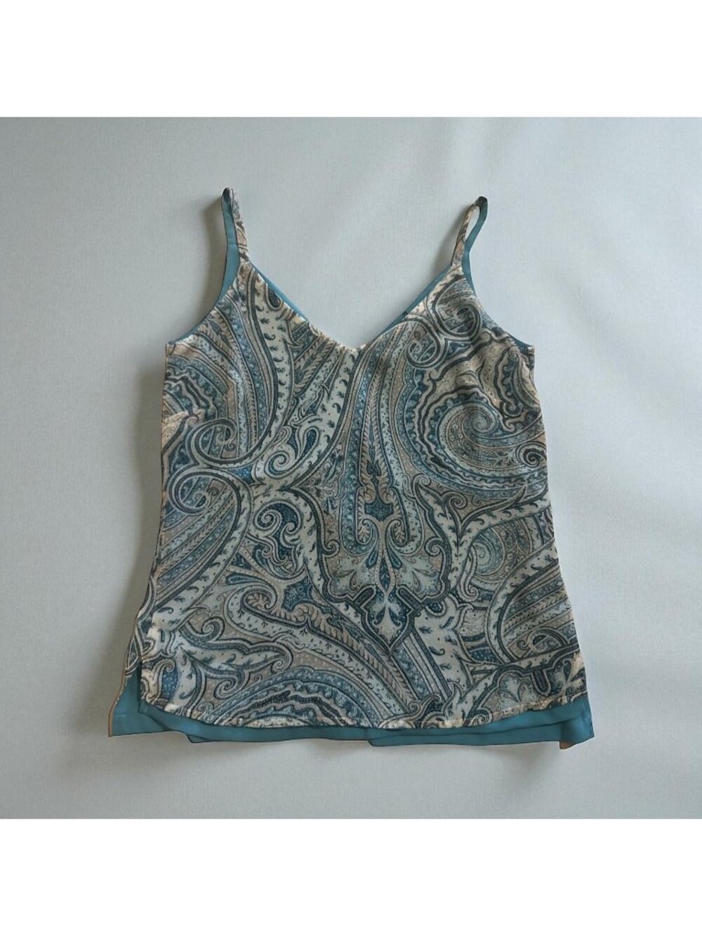 WHITE HOUSE BLACK MARKET WHBM Blue Paisley Dress Tank Top Size XXS